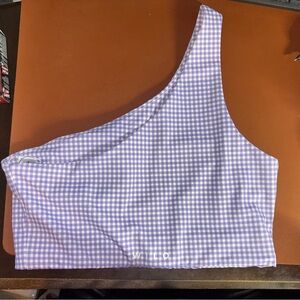 Wilo The Label Top Womens LARGE Clover One Shoulder Cropped Tank Padded